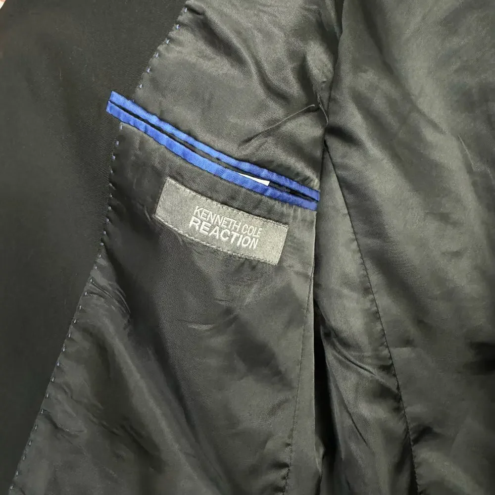 Kenneth Cole Reaction | 40L Black 2 Button Notch Collar Sports Coat Suit Blazer